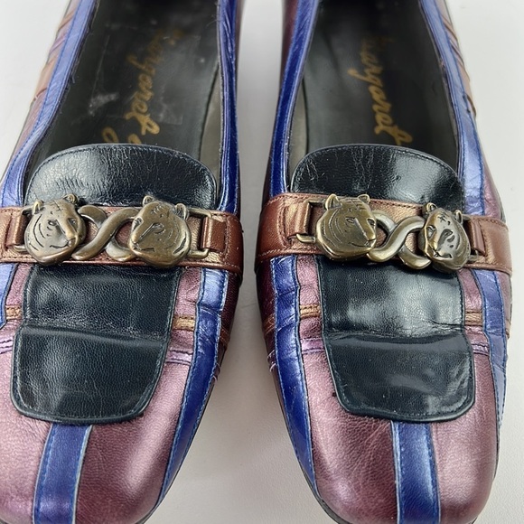 Vintage Margaret J plaid leather loafer with small heel - Picture 3 of 10